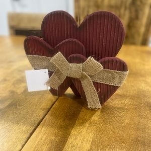 Rustic Red Heart Decor with Burlap Bow